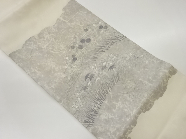 JAPANESE KIMONO / HIKIFOIL GRASS / FLOWER EMBROIDERY NAGOYA OBI